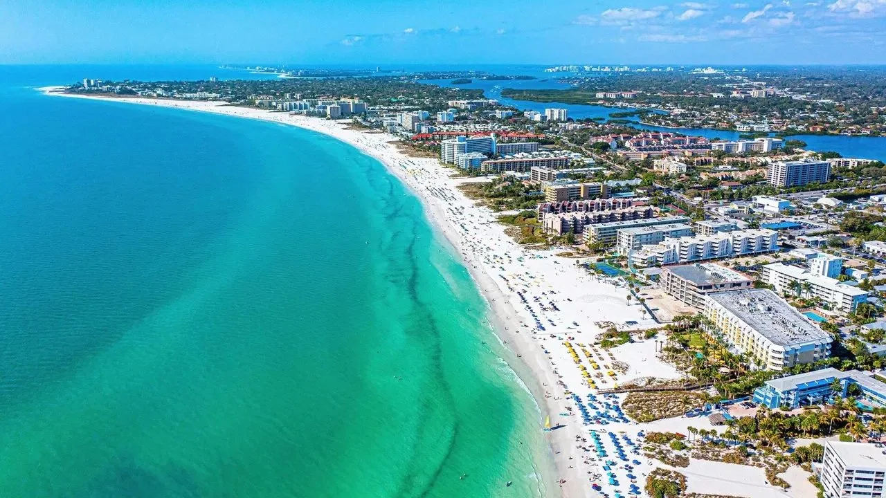 Aerial view of Sarasota's Gulf Coast shoreline